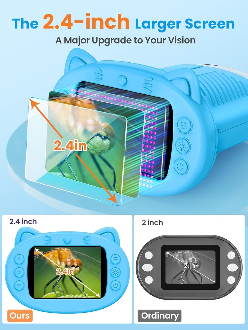Vorth Microscope for Kids, 2.4 Inch Digital Microscope with 1000X Magnification, Handheld Camera Mini Pocket Magnifying Glass, Educational Christmas Birthday Gifts Toys for Ages 3+, Blue - Image 3